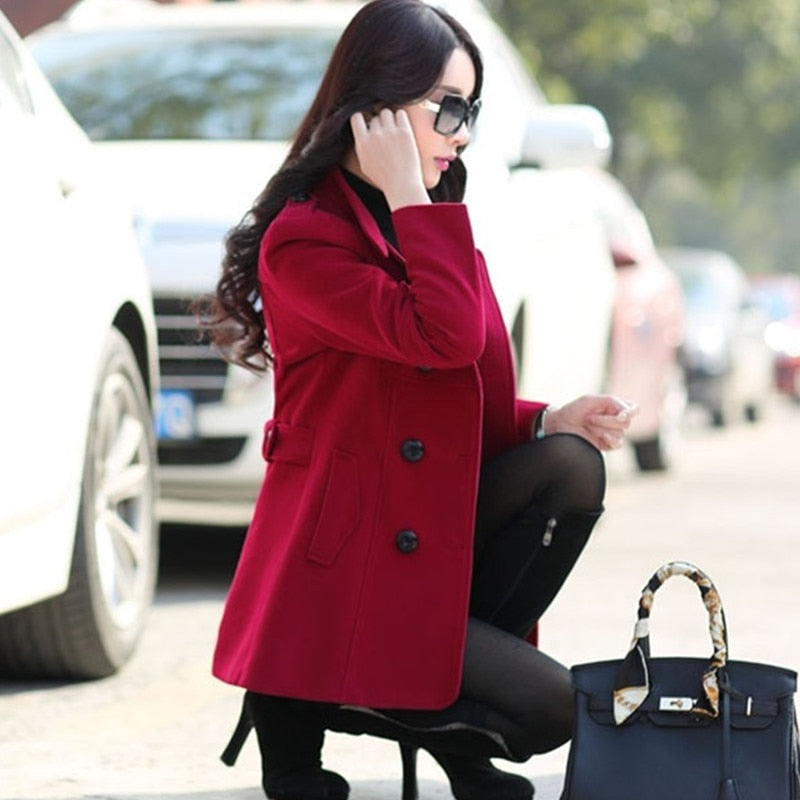 Sixsr Woolen coat women's coat early autumn all-match short coat small shawl gown casual