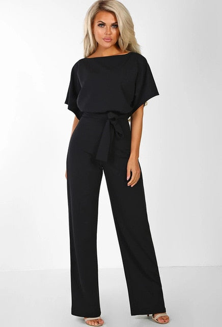 sixsr Women Summer Jumpsuit  Short Sleeve Elegant jumpsuit Long wide leg Pants High waist Casual Bodysuit Plus Size Overalls Loose