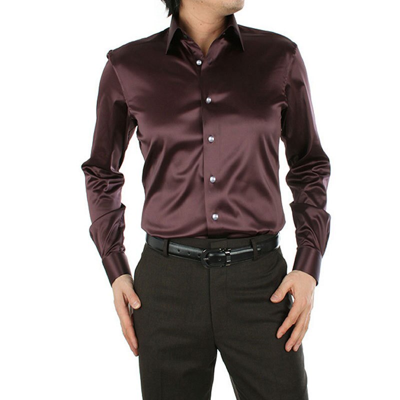 Sixsr 2024 Men's Luxury Silky Shirts Long Sleeve Fashion Loose Casual Silk Like Men Dress Shirt Plus size Wedding Party Stage Clothes