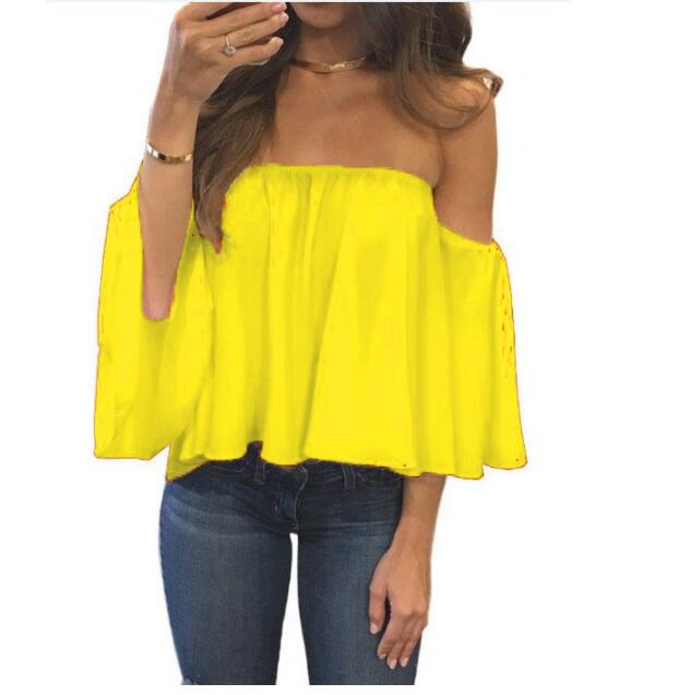 Summer T-shirt Women Fashion Sexy Chiffon Off Shoulder Shirts Strapless Short Sleeve Beach Tops Tee Feminine 5XL
