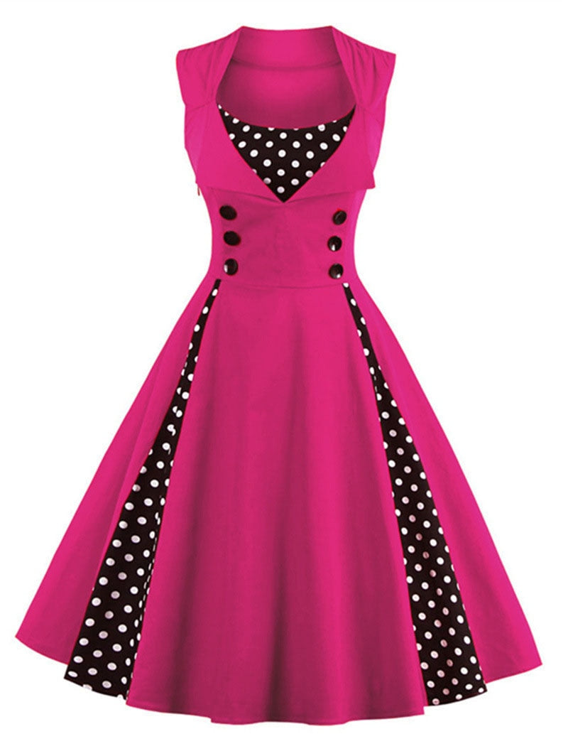 S-4XL Women Robe Retro Vintage Dress 50s 60s Rockabilly Dot Swing Pin Up Summer Party Dresses Elegant Tunic Vestidos Casual