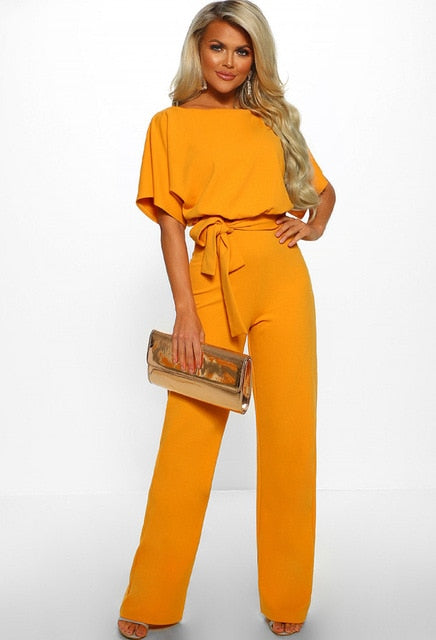 sixsr Women Summer Jumpsuit  Short Sleeve Elegant jumpsuit Long wide leg Pants High waist Casual Bodysuit Plus Size Overalls Loose