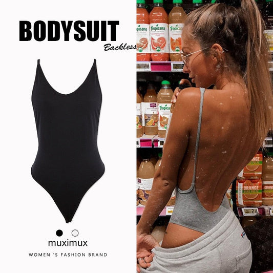 sixsr New Summer Women Sexy Bodysuit Spring Fashion Casual Backless Spaghetti Strap Black Bodysuit Body Tops For Women Short Jumpsuit
