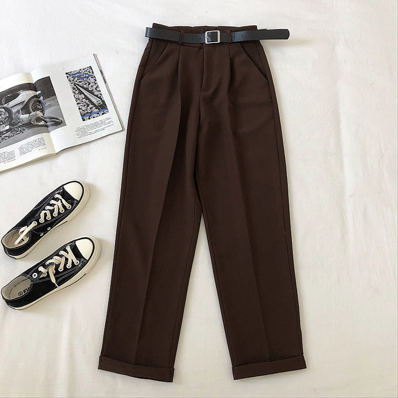 Sixsr  Spring Womens Fashion Office Lady Work Leisure Suit Pants Korean Solid Spring Autumn Casual High Waist Ankle Length Harem Pants