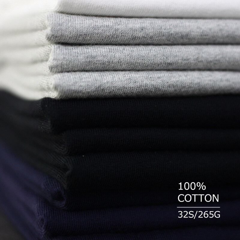 Sixsr 260g Heavy Weight Men's T-Shirt Summer Retro Simple Handsome Chic Casual Soft Solid Color Cotton Pocket Short Sleeve O-Neck Tees