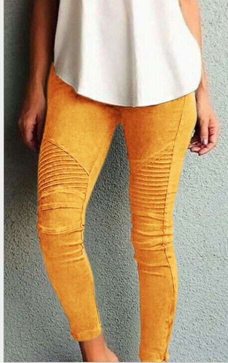 New Fashion Casual Solid Color Elastic Skinny Pants For Women