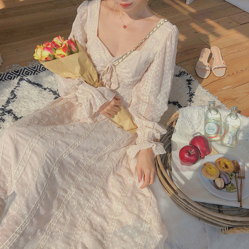Sixsr Vintage Fairy Dress Women Elegant Designer Chiffon Dress Long Sleeve French Party Midi Dress Casual Women's Clothing Autumn