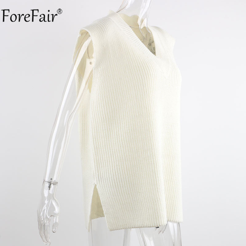 Sixsr Women V Neck Sweater Vest Korean Preppy Style Solid Knitted Sleeveless Sweater Female Autumn Winter Casual Loose Pullover Jumper