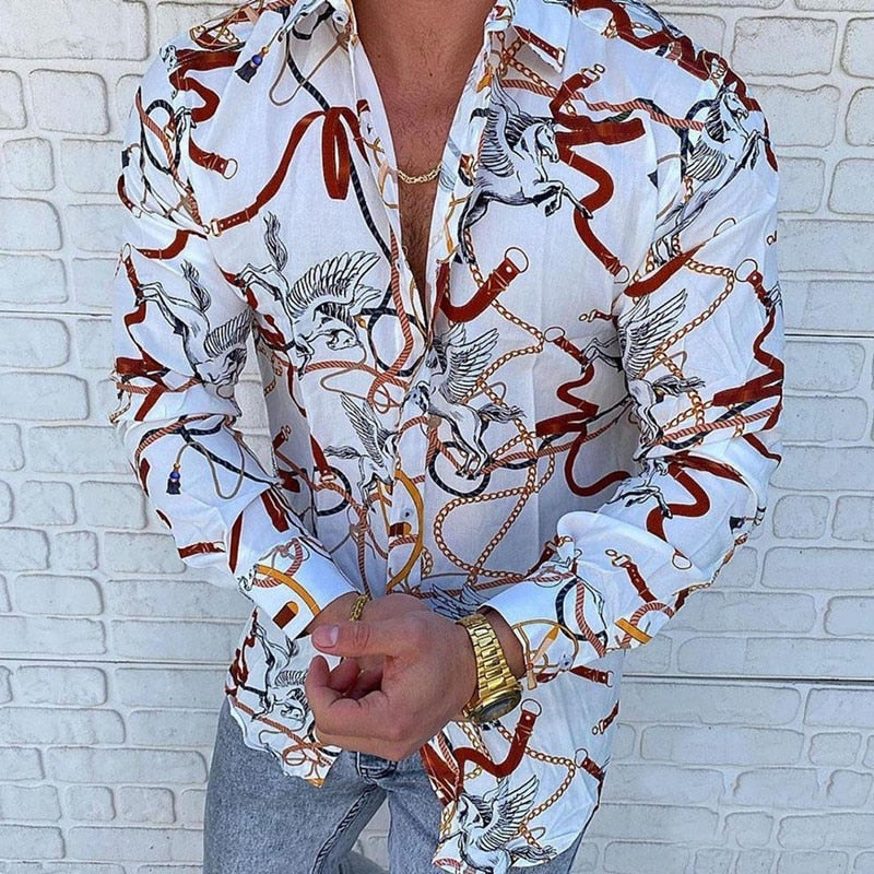 Sixsr New Poker print men's long sleeved shirt men casual shirt Hawaii shirt man Cardigan autumn shirt M-3XL Male Tops various colors