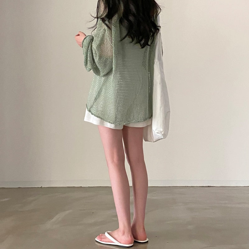 Sixsr Lazy Style Full Sleeves Jumpers Tops Hollow Out Sexy Women Fashion Casual Streetwear Chic Femme Sweaters Pullovers