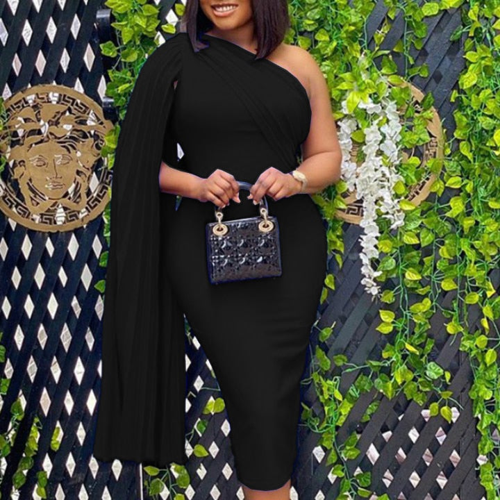 Sixsr womens fashion Women Party Dress Blue Elegant Celebrity Sexy One Shoulder Ruched Ribbon Bodycon Plus Size Red Dinner Date Out Night Dresses XL