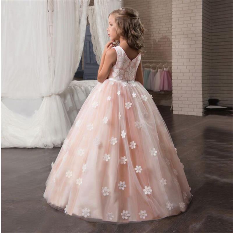 sixsr Red Girl Lace Embroidery Christmas Birthday Party Dress Flower Wedding Gown Formal Kids Dresses For Girls Teen Clothes 6 14 Yrs