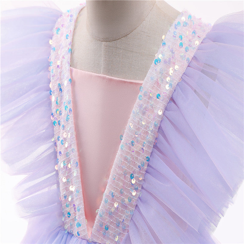 sixsr Girls Ruffles Princess Dress For Kids Wedding Elegant Party Tutu Prom Gown Children Birthday Pageant Communion Formal Vestidos