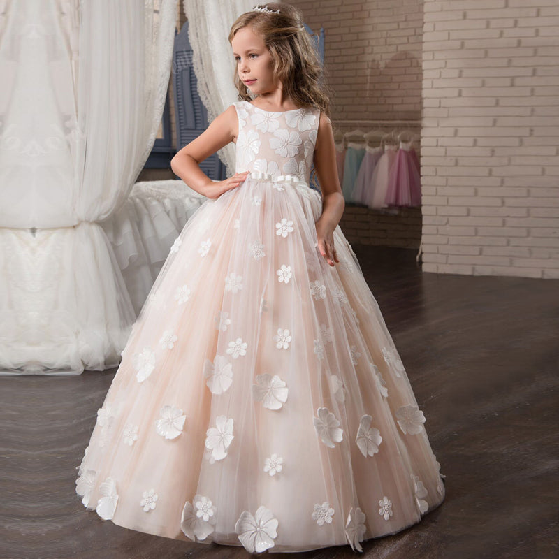sixsr Red Girl Lace Embroidery Christmas Birthday Party Dress Flower Wedding Gown Formal Kids Dresses For Girls Teen Clothes 6 14 Yrs