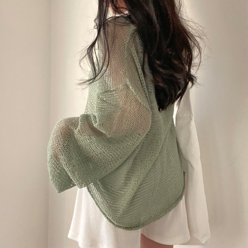 Sixsr Lazy Style Full Sleeves Jumpers Tops Hollow Out Sexy Women Fashion Casual Streetwear Chic Femme Sweaters Pullovers