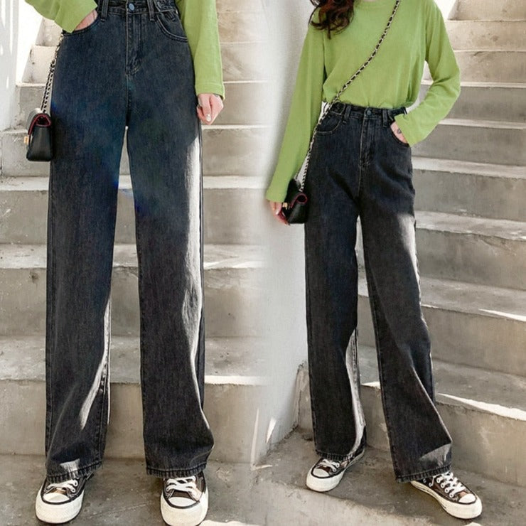 sixsr streetwear high waist women's fashion jeans woman girls women wide leg pants trousers female trousers denim bagge mom jeans