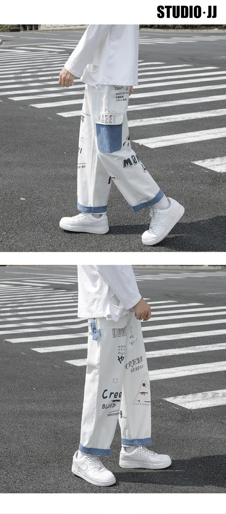 Straight Denim Jeans Men Graphic Printed Jeans 2024 Streetwear Jeans Man Wildleg Pants Hip Hop Korean Harajuku Fashion Pants