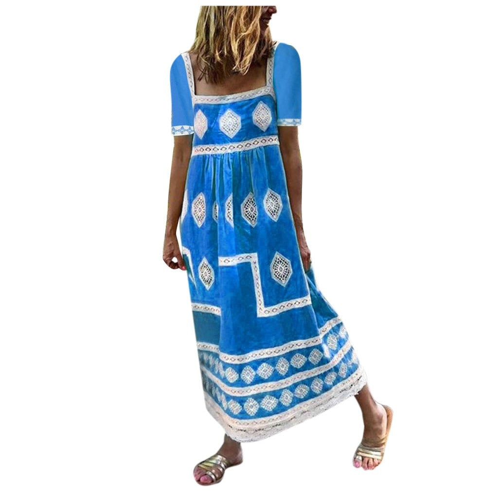 Bohemian loose casual large size dress