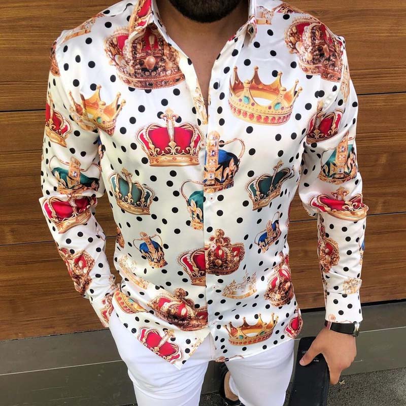 Sixsr New Poker print men's long sleeved shirt men casual shirt Hawaii shirt man Cardigan autumn shirt M-3XL Male Tops various colors