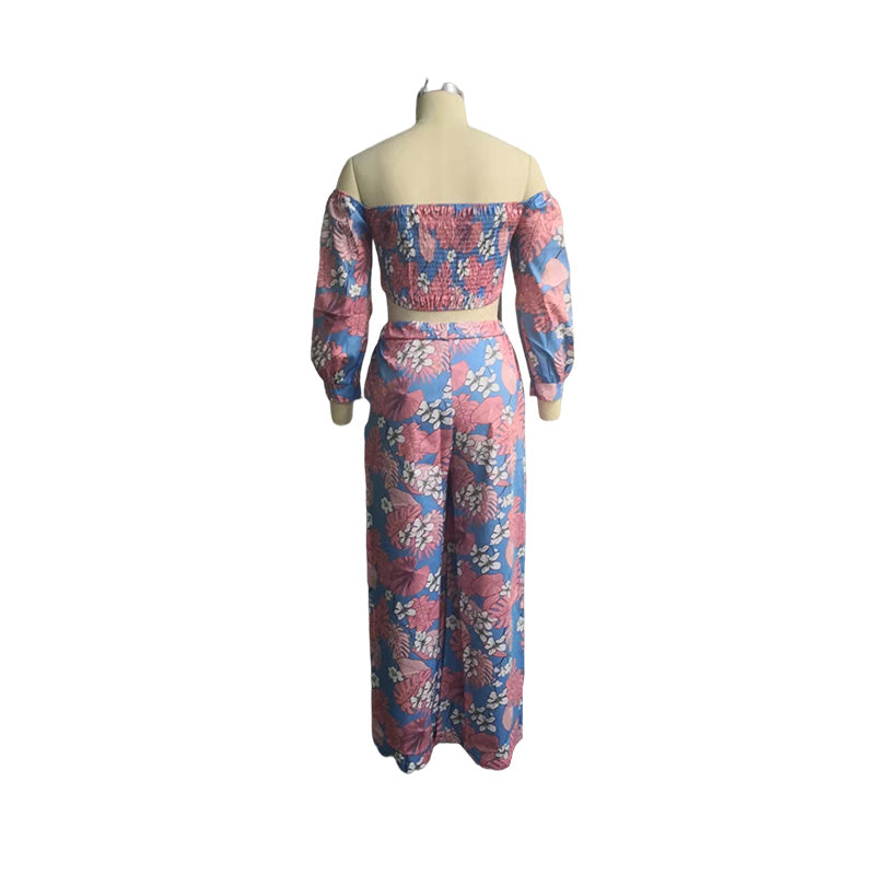 sixsr  Women Fashion Two Piece Sets Print  Suits Summer Beach Streetwear Autumn 2 Piece SetsTops +Elegant Long Pants
