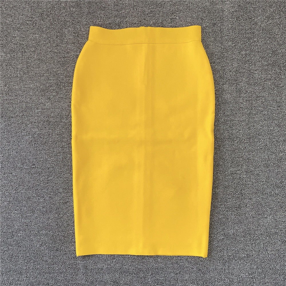 sixsr High Quality Women New Rayon Bandgae Skirt Elegant Pencil Skirt Celebrity Sexy Club Party Wear Vintage Vestios