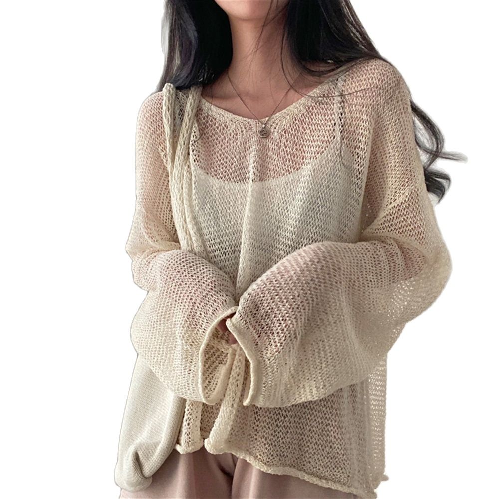 Sixsr Lazy Style Full Sleeves Jumpers Tops Hollow Out Sexy Women Fashion Casual Streetwear Chic Femme Sweaters Pullovers