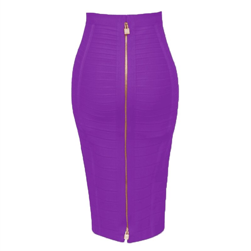 sixsr 16 Colors XL XXL Sexy Solid Zipper Orange Blue Black Red White Pink Bandage Skirt Women Elastic Bodycon Summer Pencil Skirt 58cm