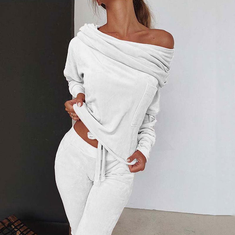Autumn Velour Lounge Set Women Two Piece Sets Velvet Velour Tracksuit Ladies Sweatsuit 2 Piece Outfits For Women