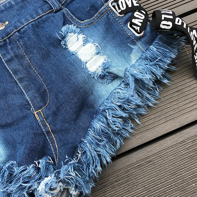 sixsr Sexy Low Waist Bandage Denim Ripped Hole Short Jeans Women Mini Skinny Sexy Club DJ Dance Shorts New White Blue Black