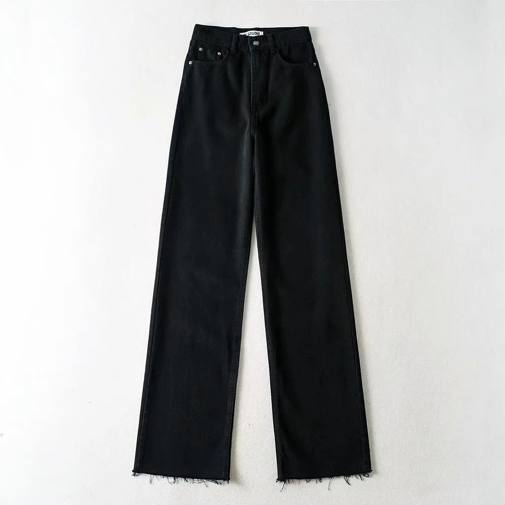 Sixsr Casual Fashion Straight Leg Women's Jeans Denim Bottom Harajuku Boyfriend Long High Waist Baggy Jeans Fall Pants