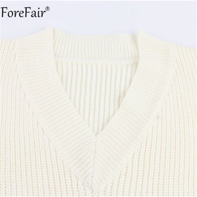 Sixsr Women V Neck Sweater Vest Korean Preppy Style Solid Knitted Sleeveless Sweater Female Autumn Winter Casual Loose Pullover Jumper