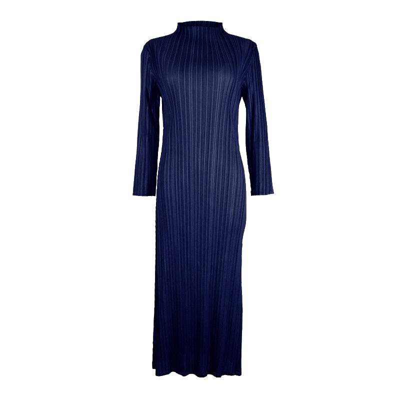 sixsr Trends Spring Winter Miyake Pleated Women Comfortable Dress Long Sleeve High Quality Korean Style Casual Aesthetic Clothes