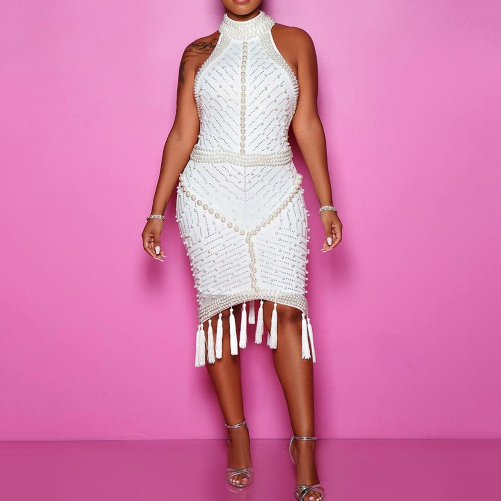 sixsr Beading White Plus Size Bodycon Dress 5xl Sexy Party Dinner Club Midi Dresses Elegant Split Female Evening Vestidos Summer