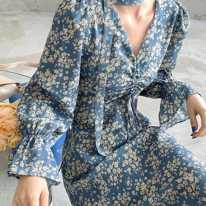 Sixsr High Waisted Maxi Dresses for Women Long Sleeve Double Breasted Chic Korean Fashion Notched Vestido De Mujer Elegant Vintage Y2k