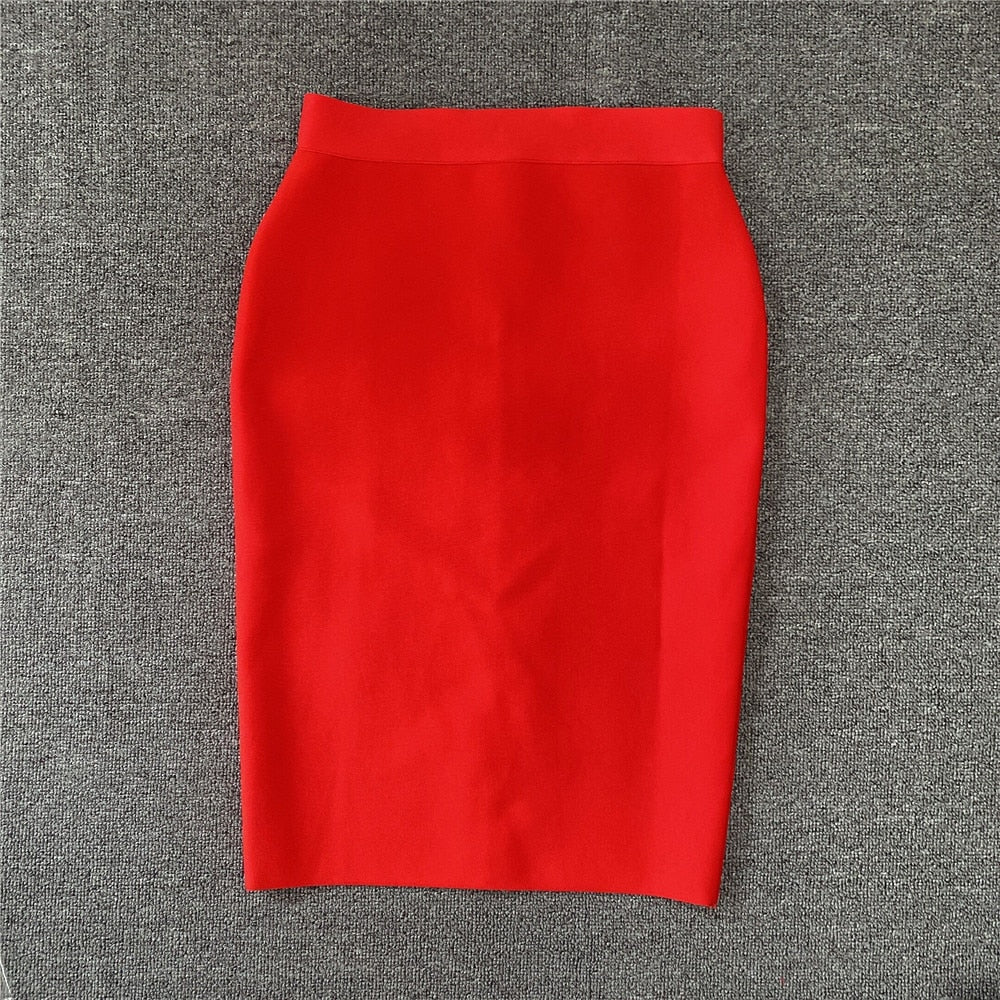 sixsr High Quality Women New Rayon Bandgae Skirt Elegant Pencil Skirt Celebrity Sexy Club Party Wear Vintage Vestios