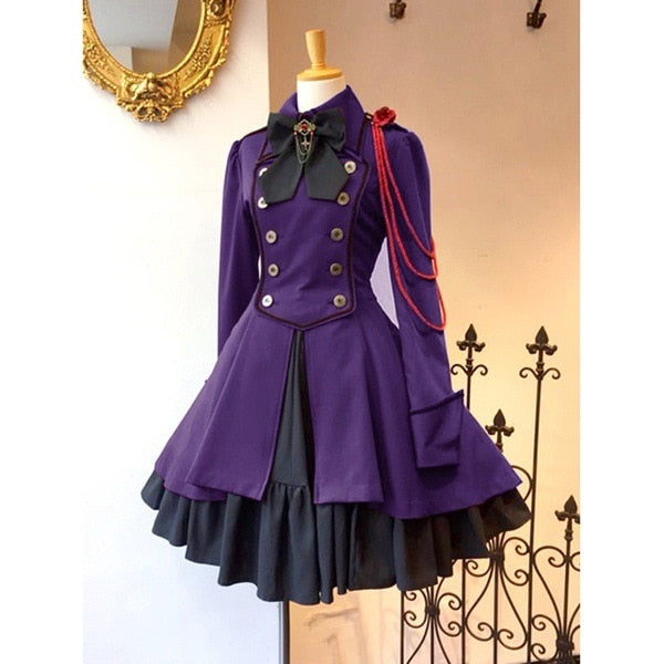 sixsr Trends high quality Medieval renaissance sweet lolita dress vintage falbala bowknot high waist victorian dress kawaii girl gothic lolita op loli cos