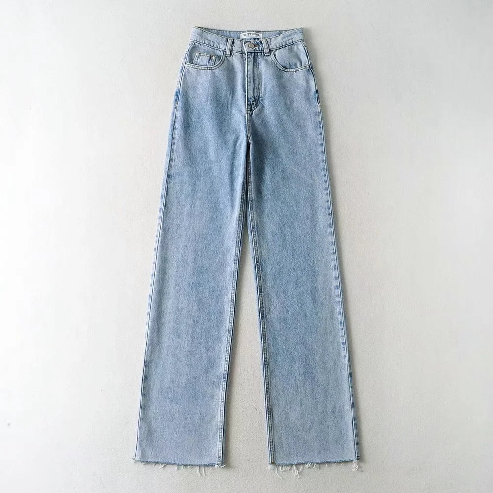 Sixsr Casual Fashion Straight Leg Women's Jeans Denim Bottom Harajuku Boyfriend Long High Waist Baggy Jeans Fall Pants