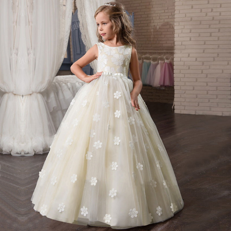 sixsr Red Girl Lace Embroidery Christmas Birthday Party Dress Flower Wedding Gown Formal Kids Dresses For Girls Teen Clothes 6 14 Yrs