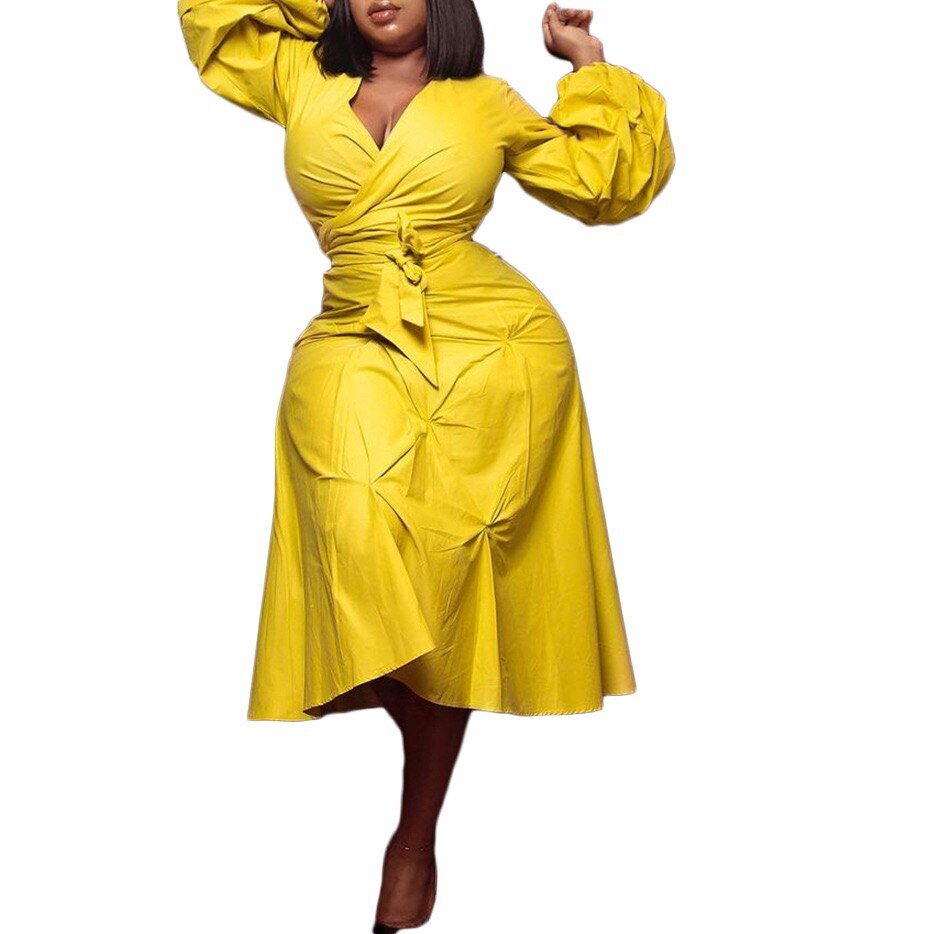 Sixsr African Dresses For Women Fashion New Africa Summer New Style Puff Sleeve High Waist A line Elegant Night Party Vestidos
