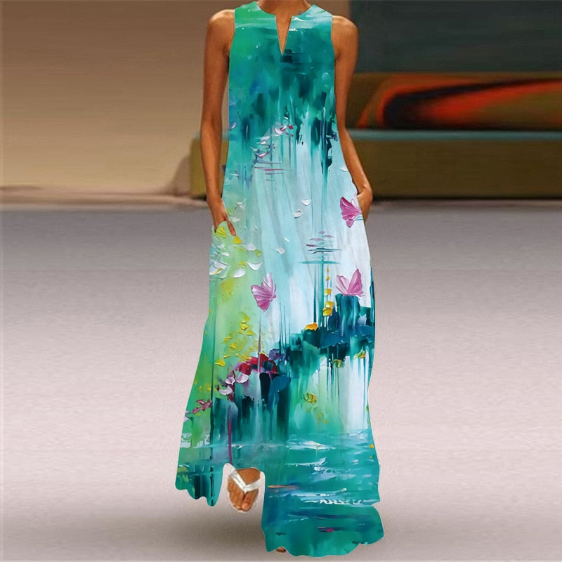 Sixsr Summer Long Dress Elegant Robe Dress Party Sleeveless Dresses Women Casual Sundress Vintage Maxi Dresses For Women