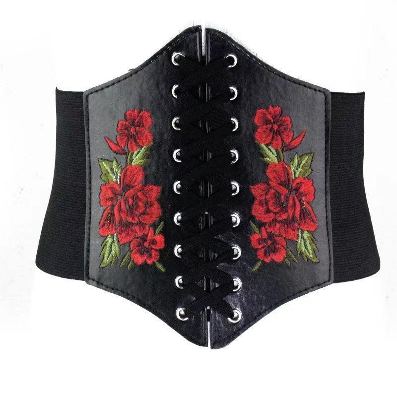 Wavsiyier Midi Dress Luxury Elegant A-Line Party Belt Hollow Out Lace Embroidery Dresses Women Spring Long Sleeve Vintage