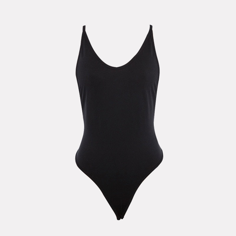 sixsr New Summer Women Sexy Bodysuit Spring Fashion Casual Backless Spaghetti Strap Black Bodysuit Body Tops For Women Short Jumpsuit