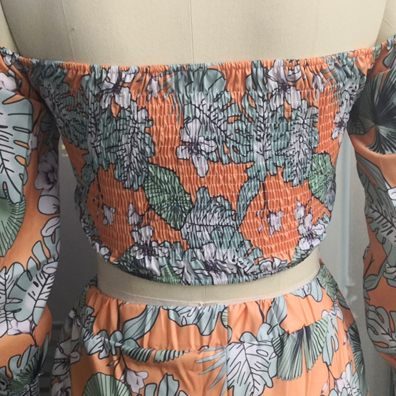 sixsr  Women Fashion Two Piece Sets Print  Suits Summer Beach Streetwear Autumn 2 Piece SetsTops +Elegant Long Pants