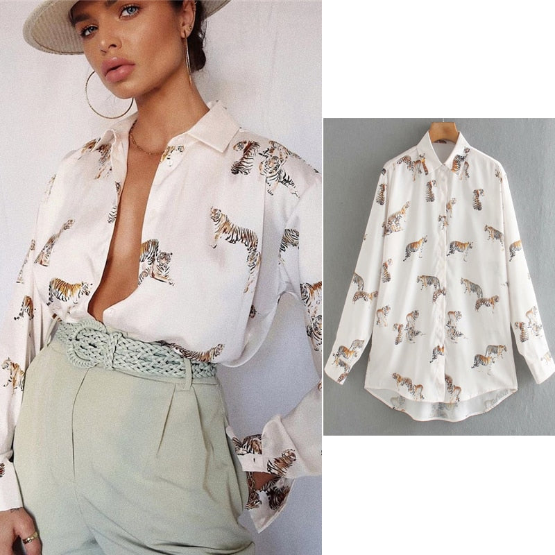 Sixsr women satin blouse long sleeve zebra print shirts vintage office ladies tops femme chandails fashion blusa de mujer Chandails