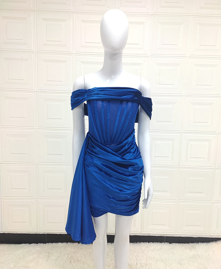 sixsr Spring Outfits Trends Draping Off Shoulder Corset Dress High Quality Christmas Summer Bodycon Dress Women Sexy Evening Club Dress Outfit