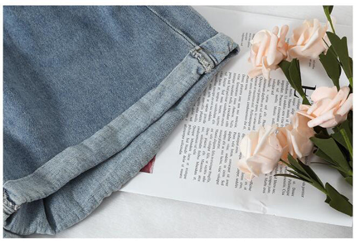 sixsr New Summer High Waist Denim Shorts Women Casual Loose Ladies Fashion Plus Size Elastic Waist Wide Leg Short Jeans Female