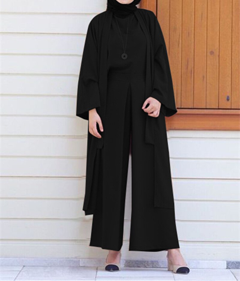 Sixsr Spring Outfits  Trends Women Solid Color Vest Wide Leg Pants Cardigan Coats 3-Piece Sets Fashion Design Arab Islamic Dubai Female Elegant Suit