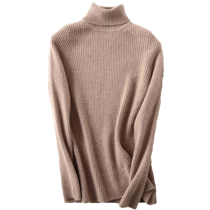 100% Merino Wool Turtleneck Women Sweater Autumn Winter Warm Soft Jumper Women Knitted Pullover Femme Cashmere Sweater Knit