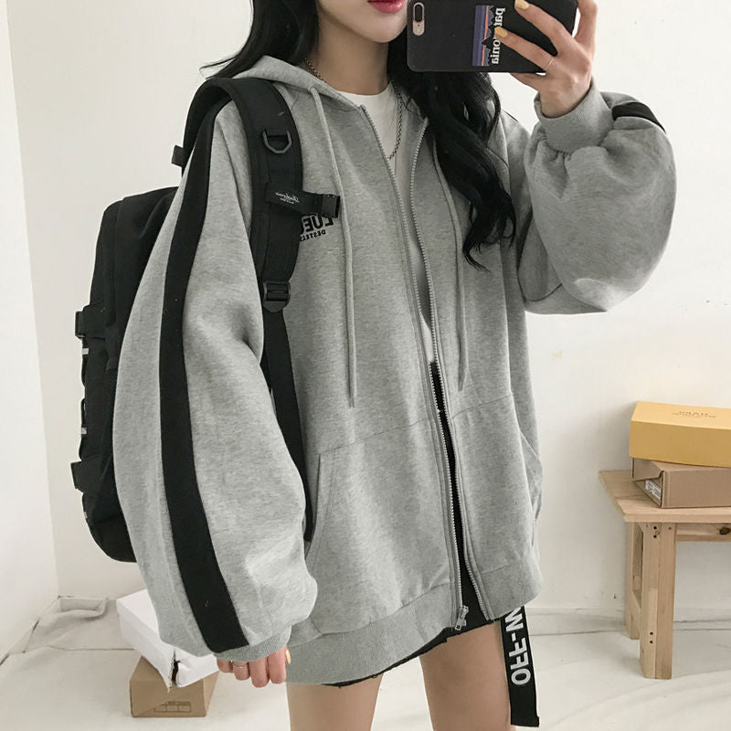 Sixsr Oversized Hoodies Women Casual Long Sleeve Loose Sweatshirts Female Harajuku Street Boyfriend Style Sweatshirt Fleece Clothes