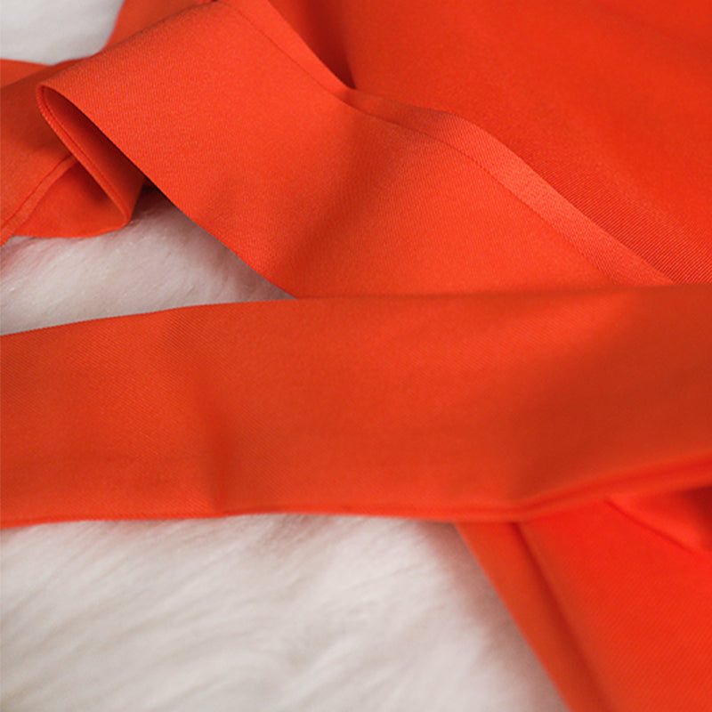 Sixsr Women Dress Bare Shoulder Waist Belt Long A Line Pleated Orange Casual Fashion Female Ladies Elegant New Autumn Summer Robes